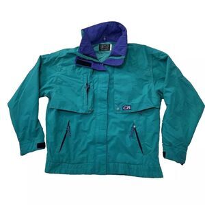 CB SPORTS Full Zip Jacket Womens M L Vintage 80s90s Teal Green SnowSki Ladies ML